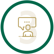 3 and person with speech bubble icon