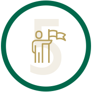 5 and person with flag icon